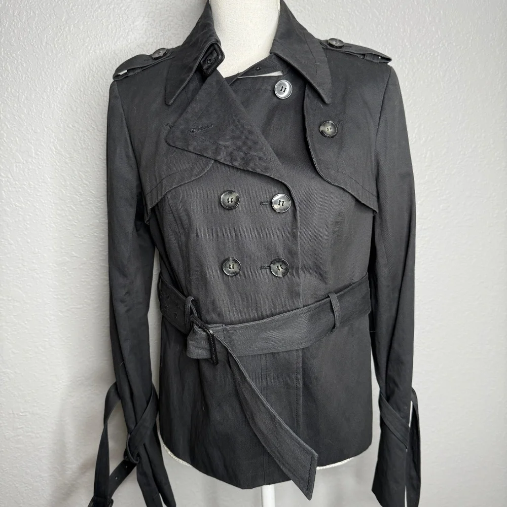All Saints Black short  trench style short coat Jacket -cp - Picture 10 of 16